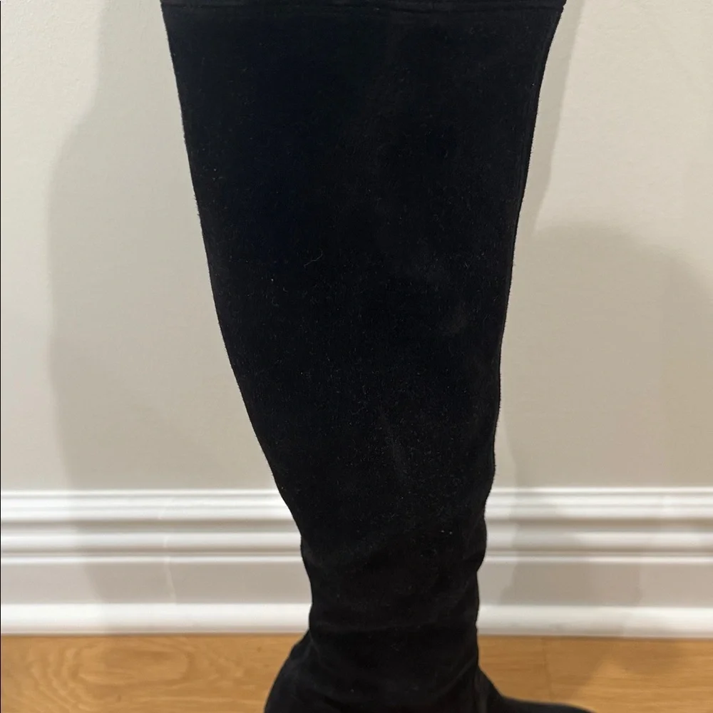 Stuart Weitzman Elegant Black Suede Highland Over-the-Knee Boots